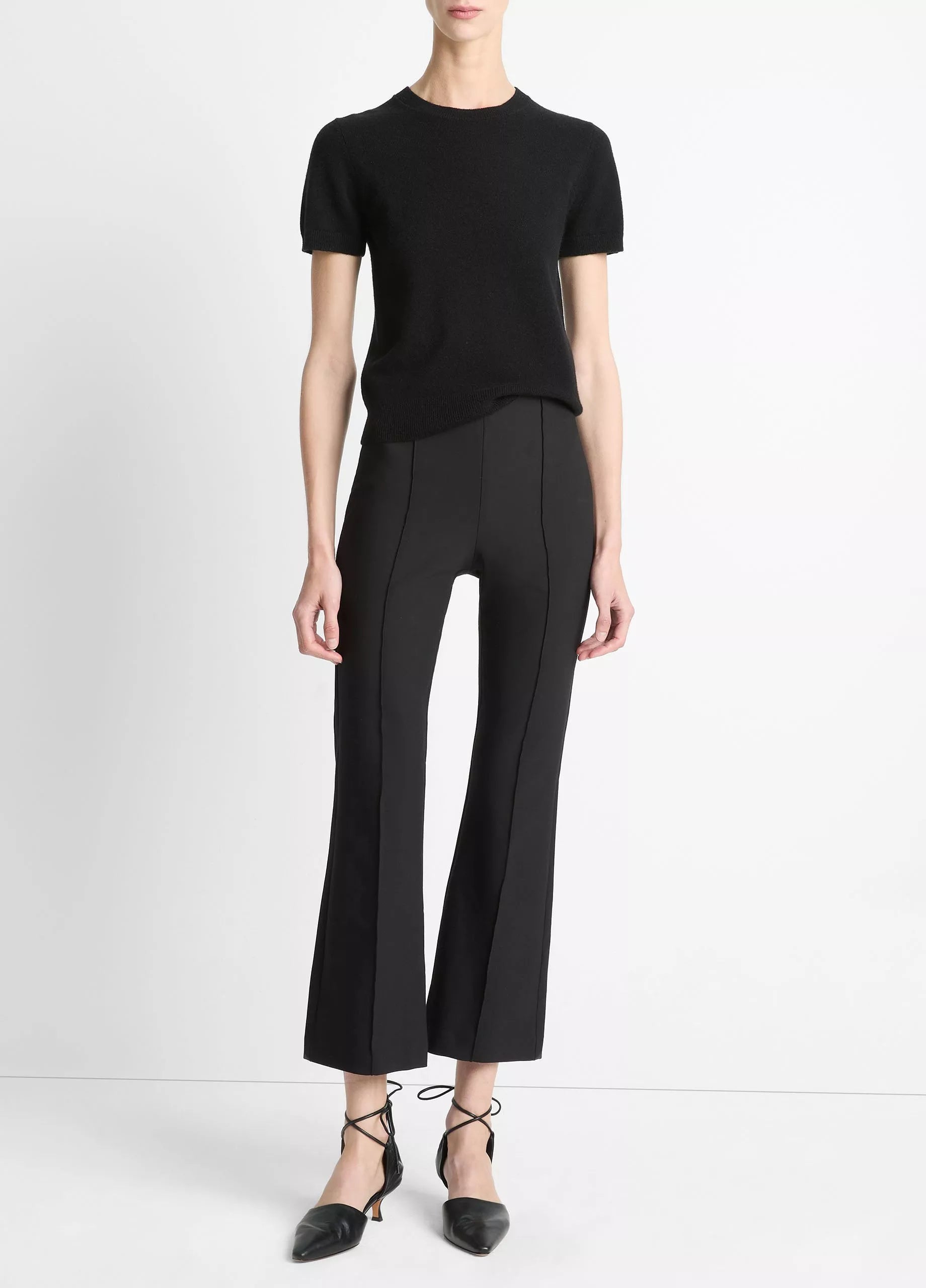 MIDRISE PINTUCK CROP FLARE PANT