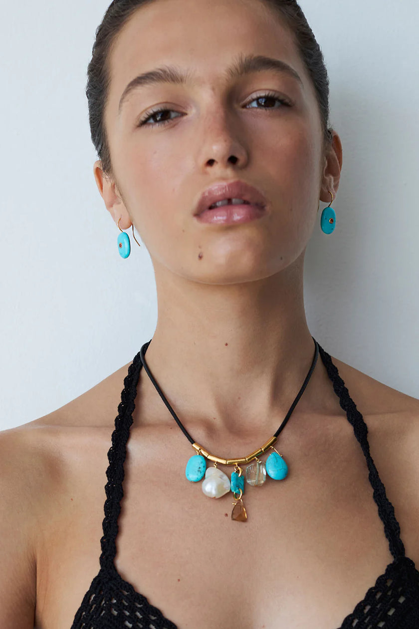 CHARM CORD NECKLACE TURQUOISE