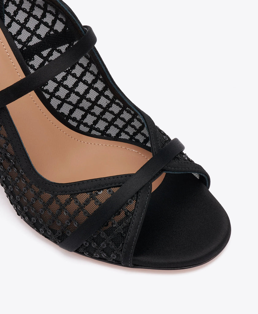 NORAH 70 SEQUIN MESH SANDALS