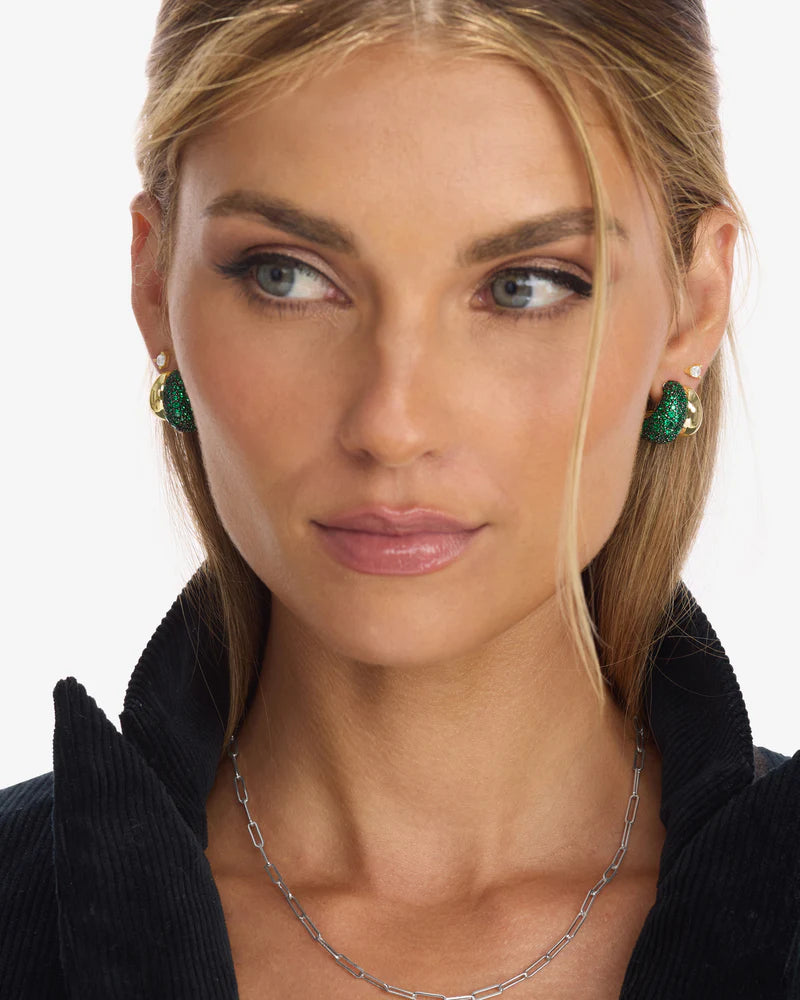 NORAH PAVE DOUBLE HOOP IN EMERALD