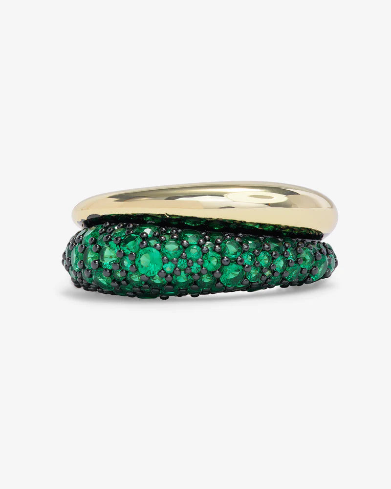 NORAH PAVE DOUBLE RING IN EMERALD