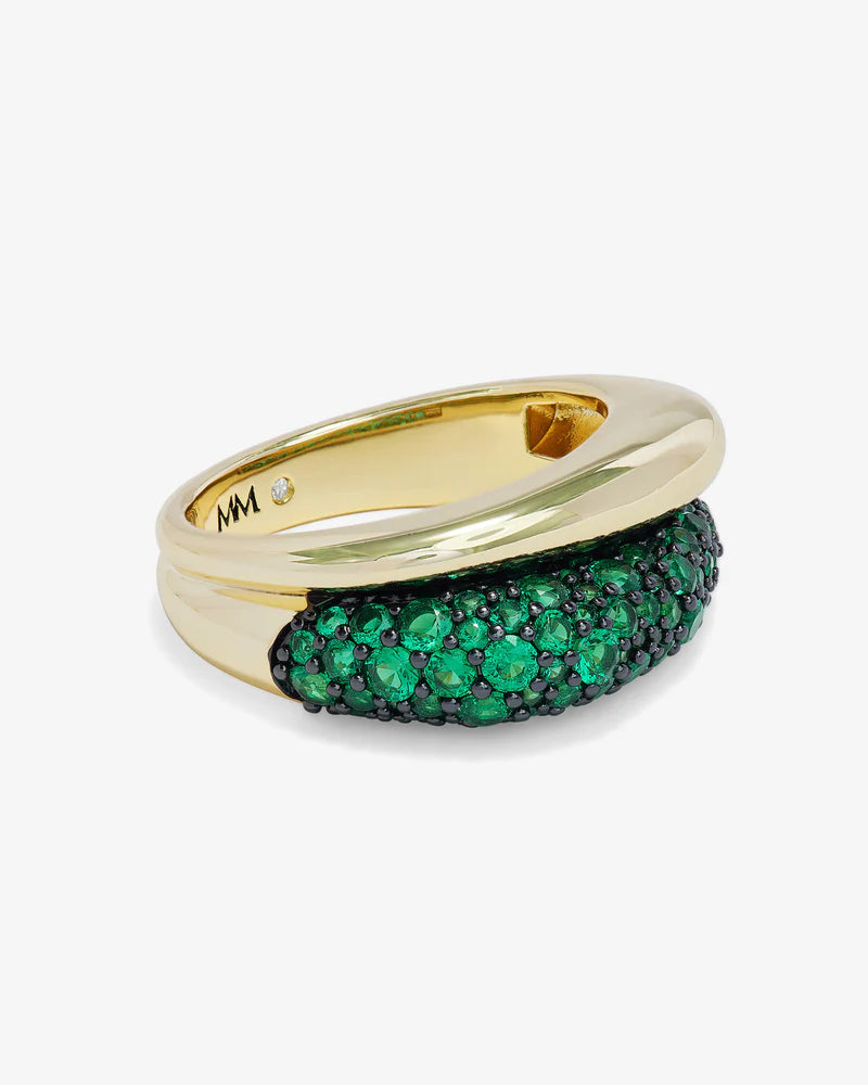 NORAH PAVE DOUBLE RING IN EMERALD