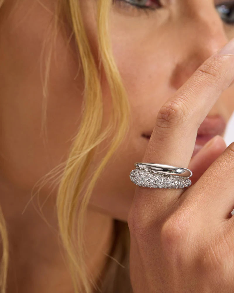 NORAH PAVE DOUBLE RING IN SILVER