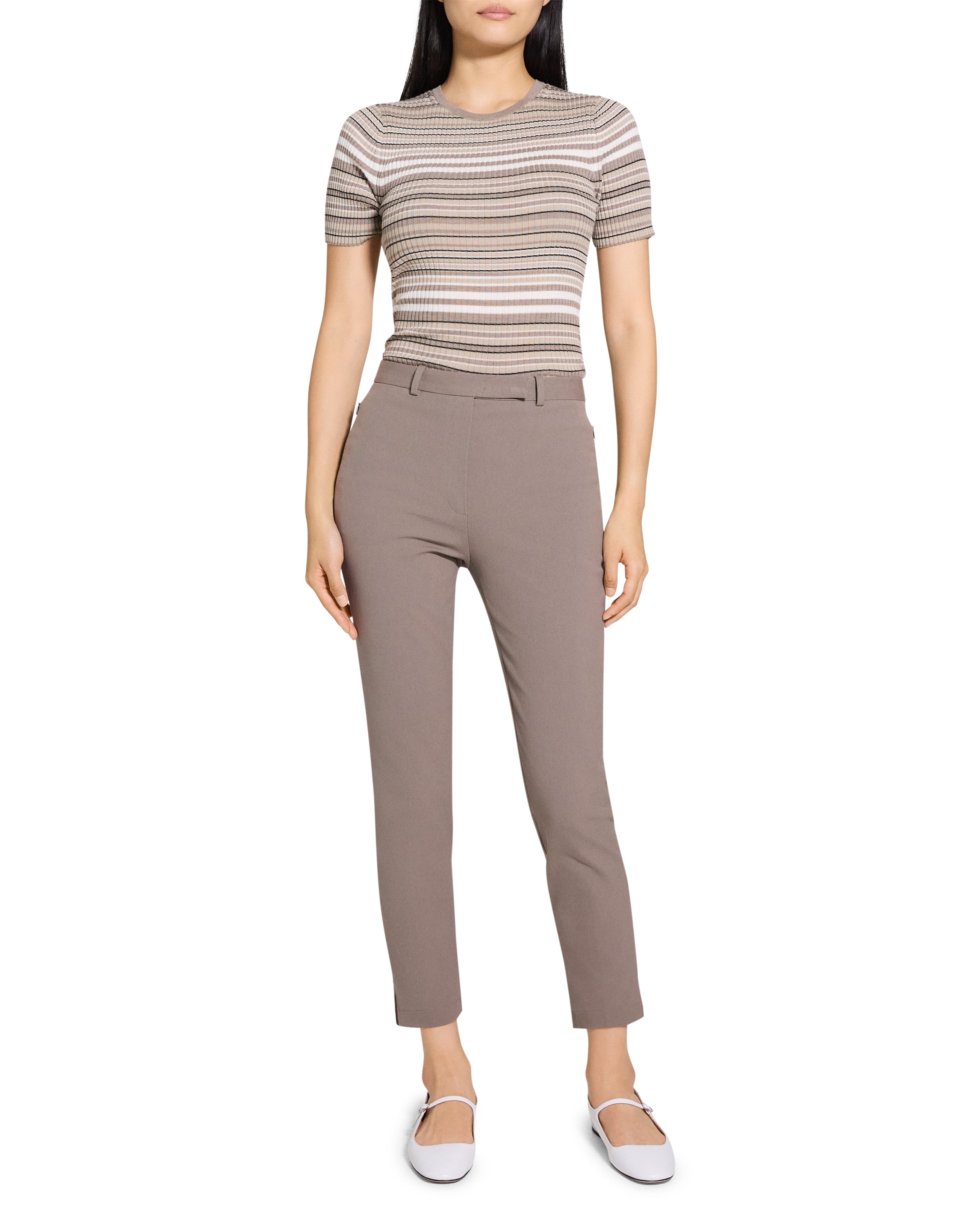 TAPERED HIGH WAIST PANT IN STRETCH COTTON