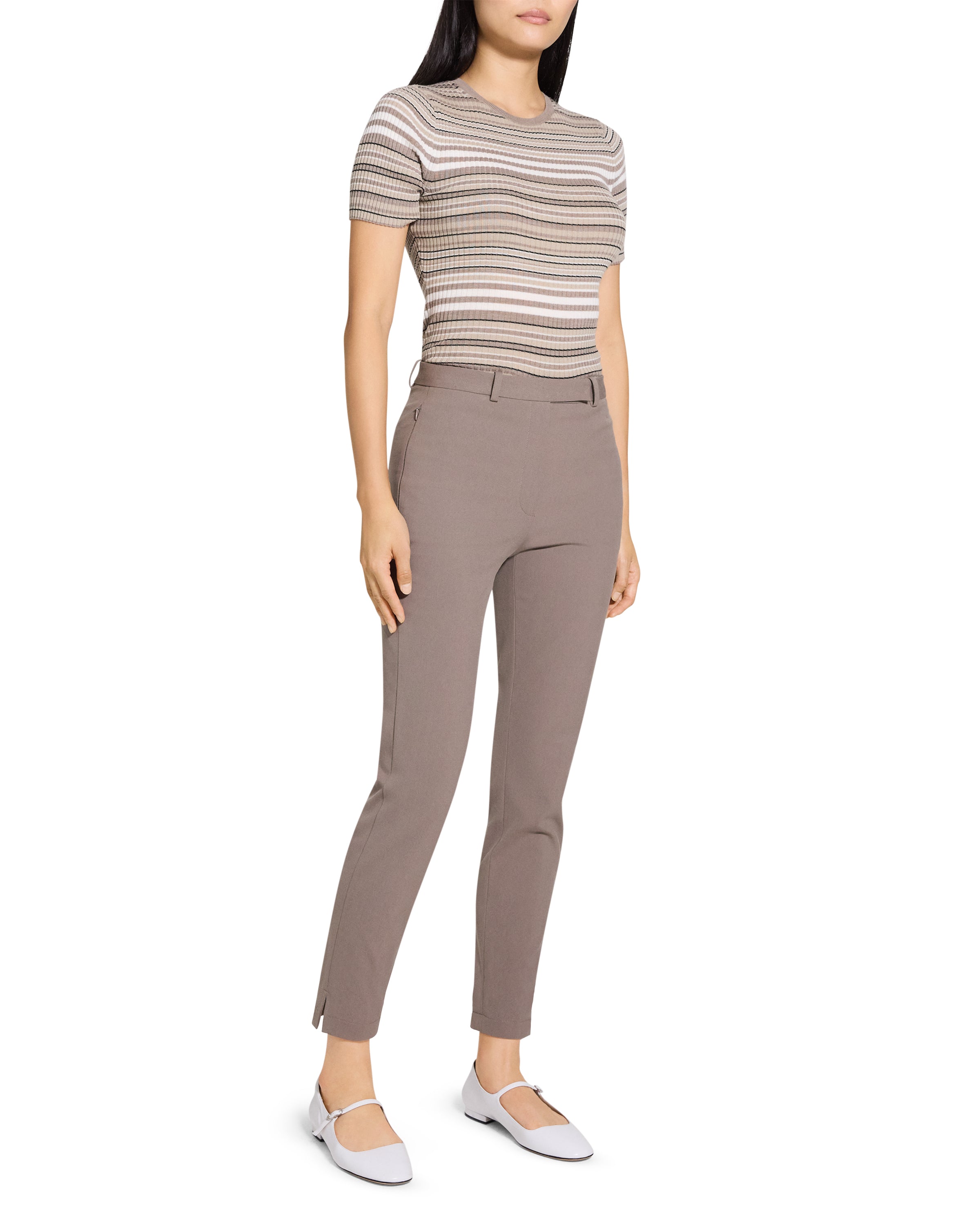 TAPERED HIGH WAIST PANT IN STRETCH COTTON