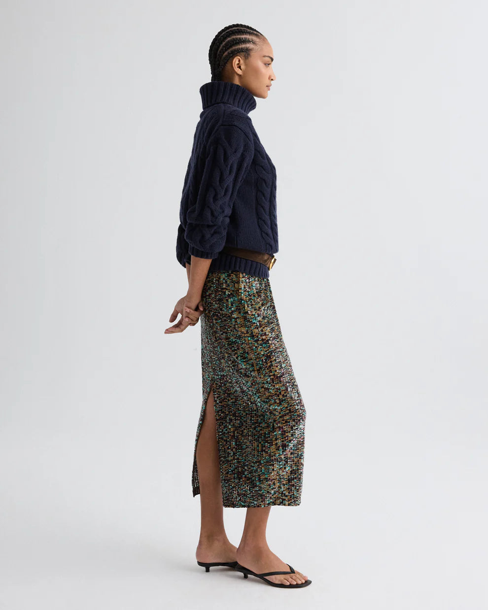 SYLKIE SKIRT IN SEQUIN ABSTRACT SEQUINS