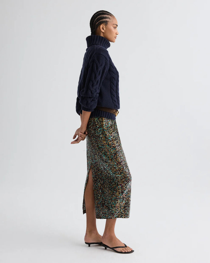 SYLKIE SKIRT IN SEQUIN ABSTRACT SEQUINS