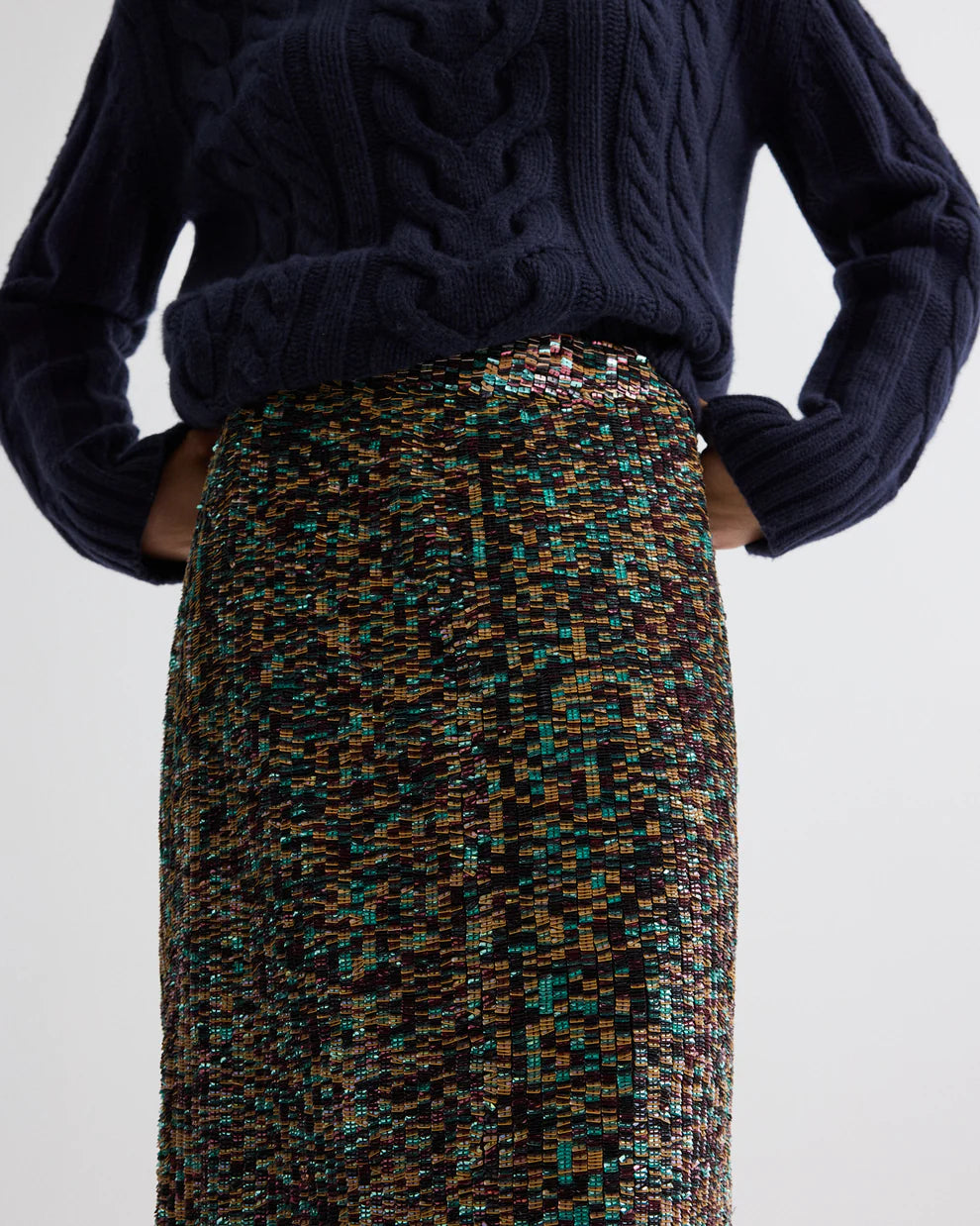 SYLKIE SKIRT IN SEQUIN ABSTRACT SEQUINS