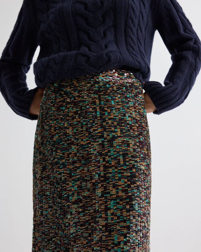 SYLKIE SKIRT IN SEQUIN ABSTRACT SEQUINS