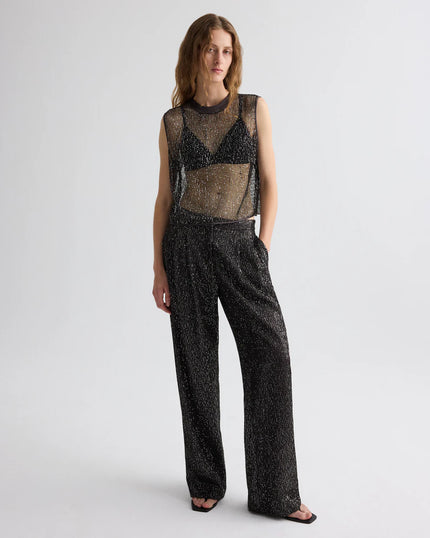 SHORT MUSCLE TANK IN MINI SEQUIN NETTING