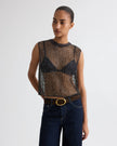 SHORT MUSCLE TANK IN MINI SEQUIN NETTING