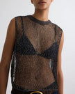 SHORT MUSCLE TANK IN MINI SEQUIN NETTING