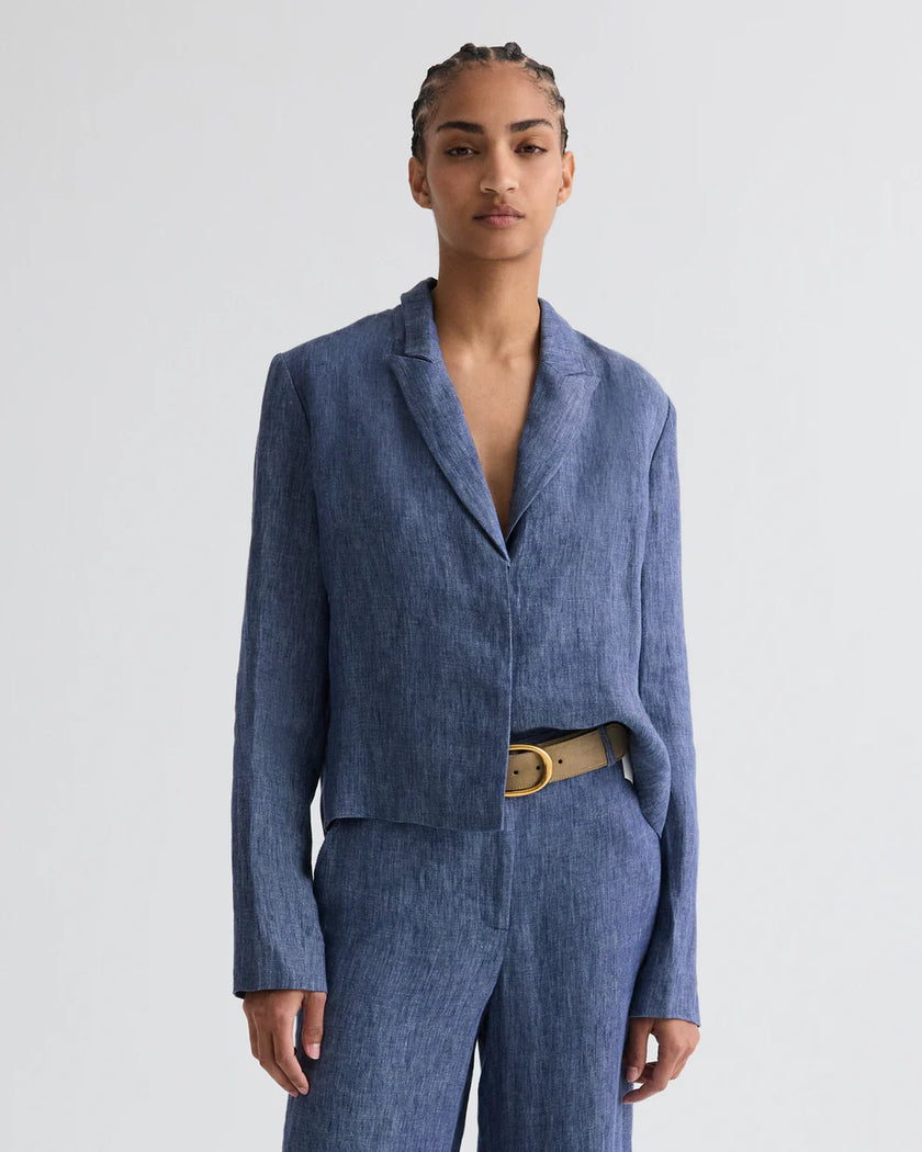 LUCY TOP IN WASHED HEMP DENIM