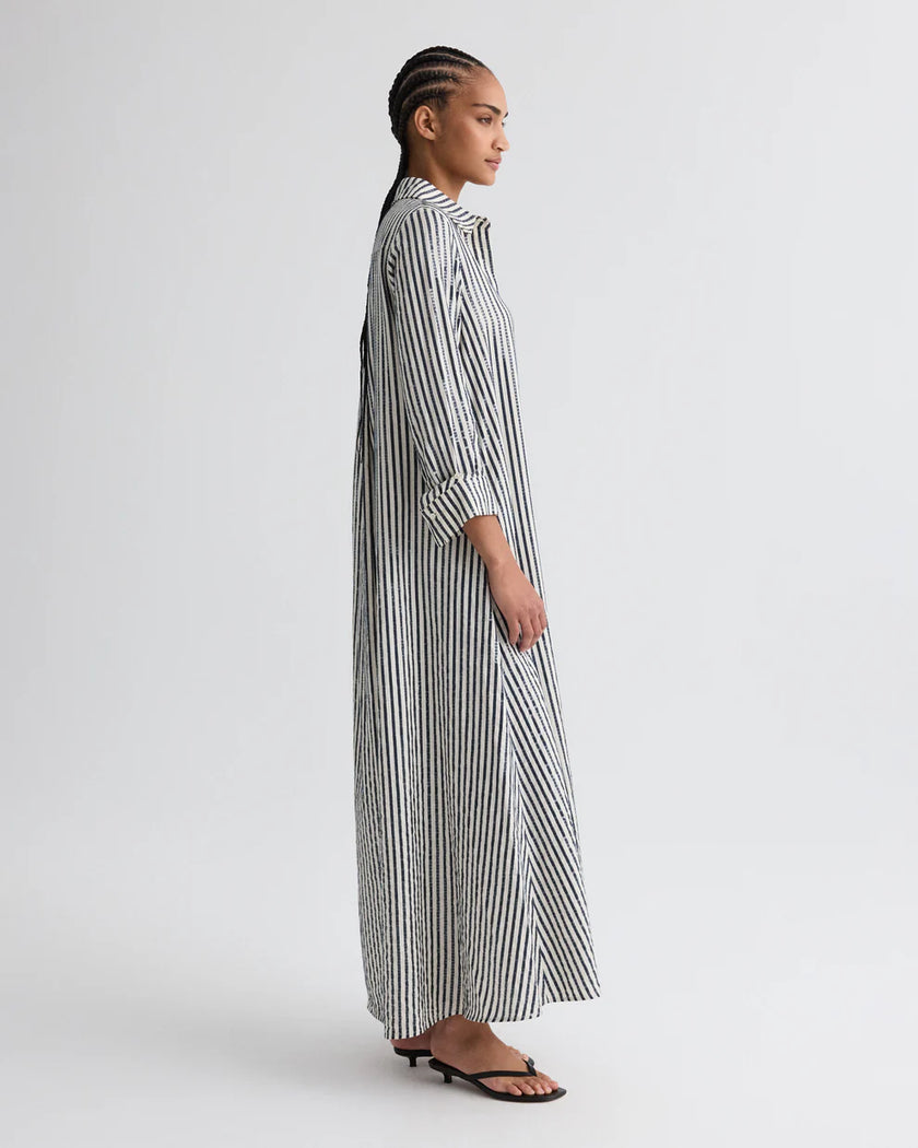 JENNYS GOWN IN CLEAR SEQUIN ON STRIPE