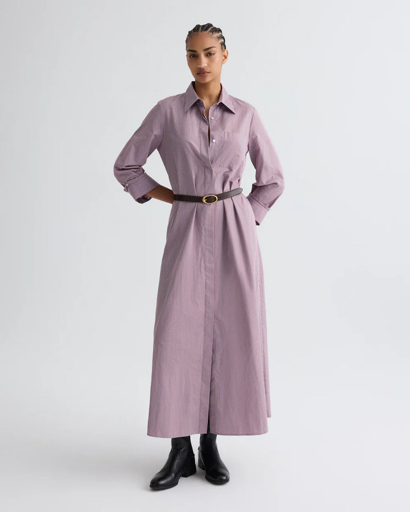 JENNYS GOWN IN FRAMED MICRO STRIPED SHIRTING