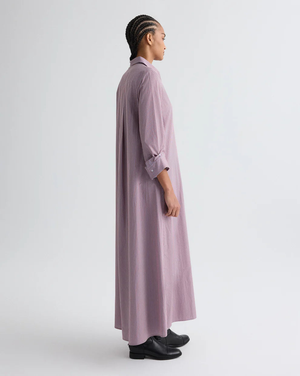 JENNYS GOWN IN FRAMED MICRO STRIPED SHIRTING