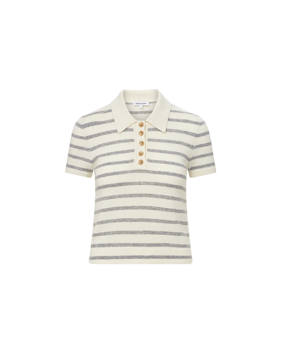 BRANDT STRIPED CASHMERE POLO