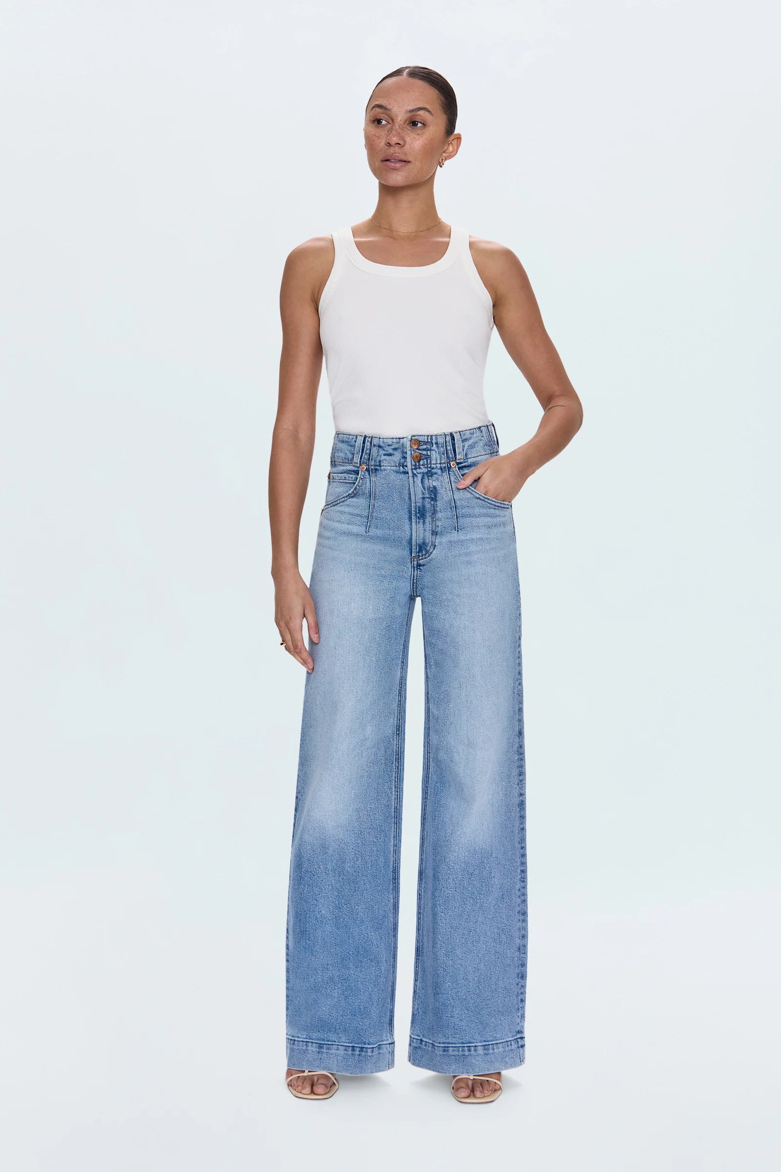 LANA HIGH RISE ULTRA WIDE LEG JEAN IN TERRACE