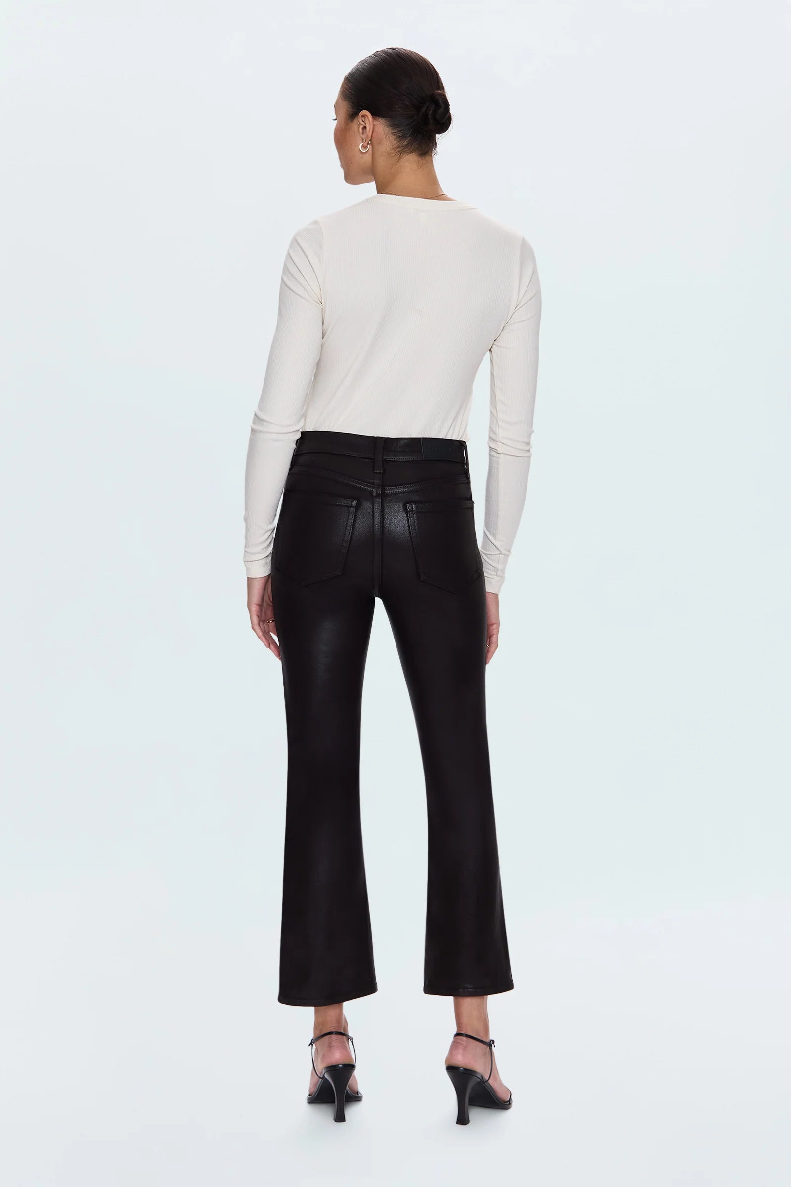 LENNON HIGH RISE CROP BOOT PANT IN COATED MOCHA