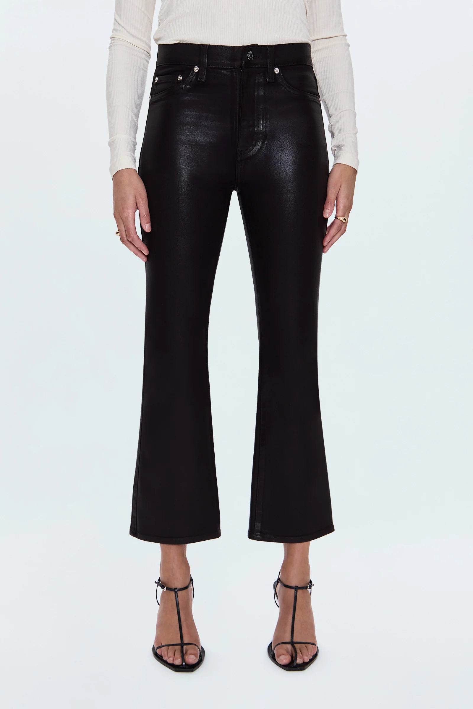 LENNON HIGH RISE CROP BOOT PANT IN COATED MOCHA