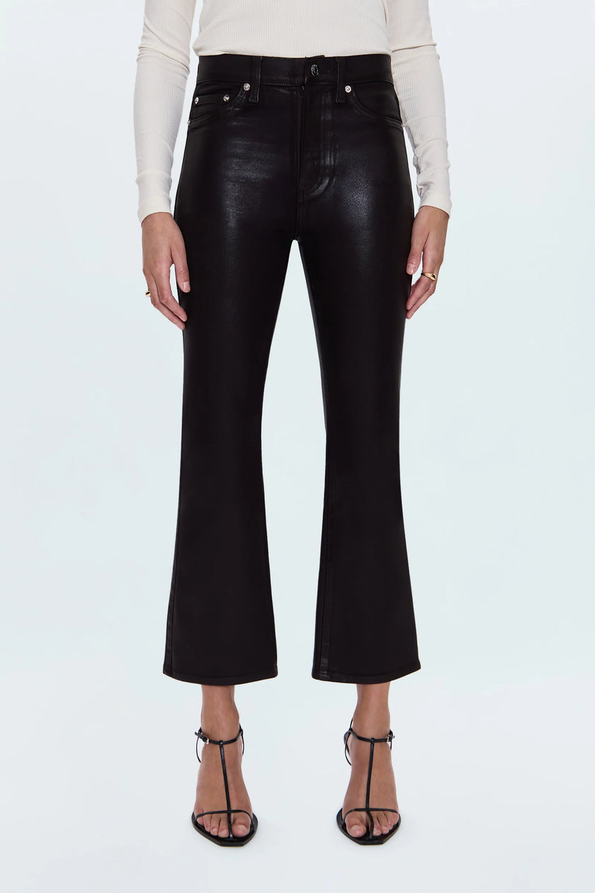 LENNON HIGH RISE CROP BOOT PANT IN COATED MOCHA
