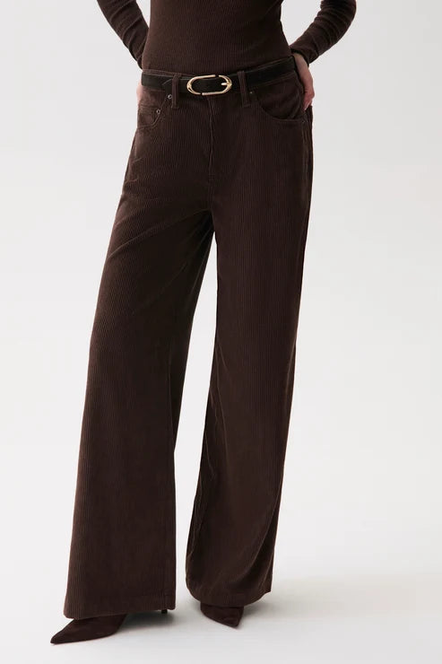 JADYN CORDUROY MID RISE PALAZZO JEAN IN MOCHA