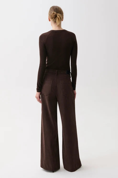 JADYN CORDUROY MID RISE PALAZZO JEAN IN MOCHA