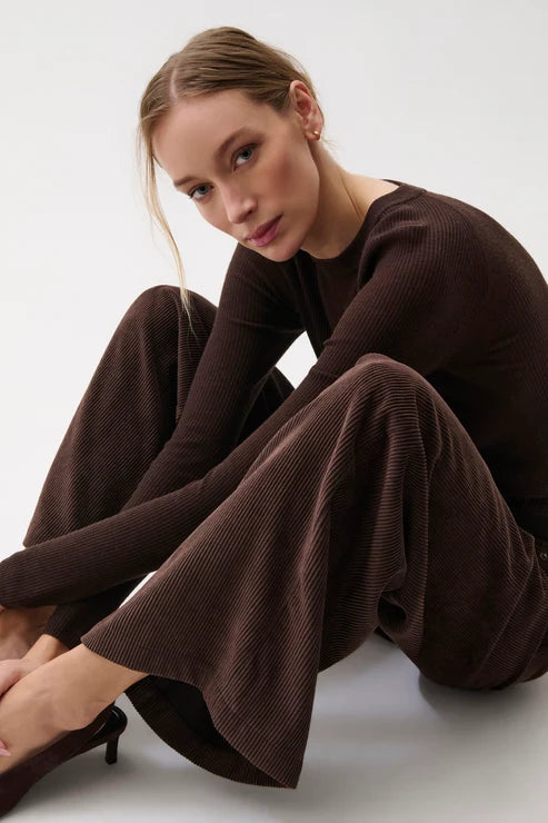 JADYN CORDUROY MID RISE PALAZZO JEAN IN MOCHA