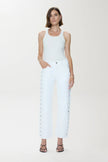 LEXI MID RISE BOWED STRIGHT JEAN IN VIVID WHITE