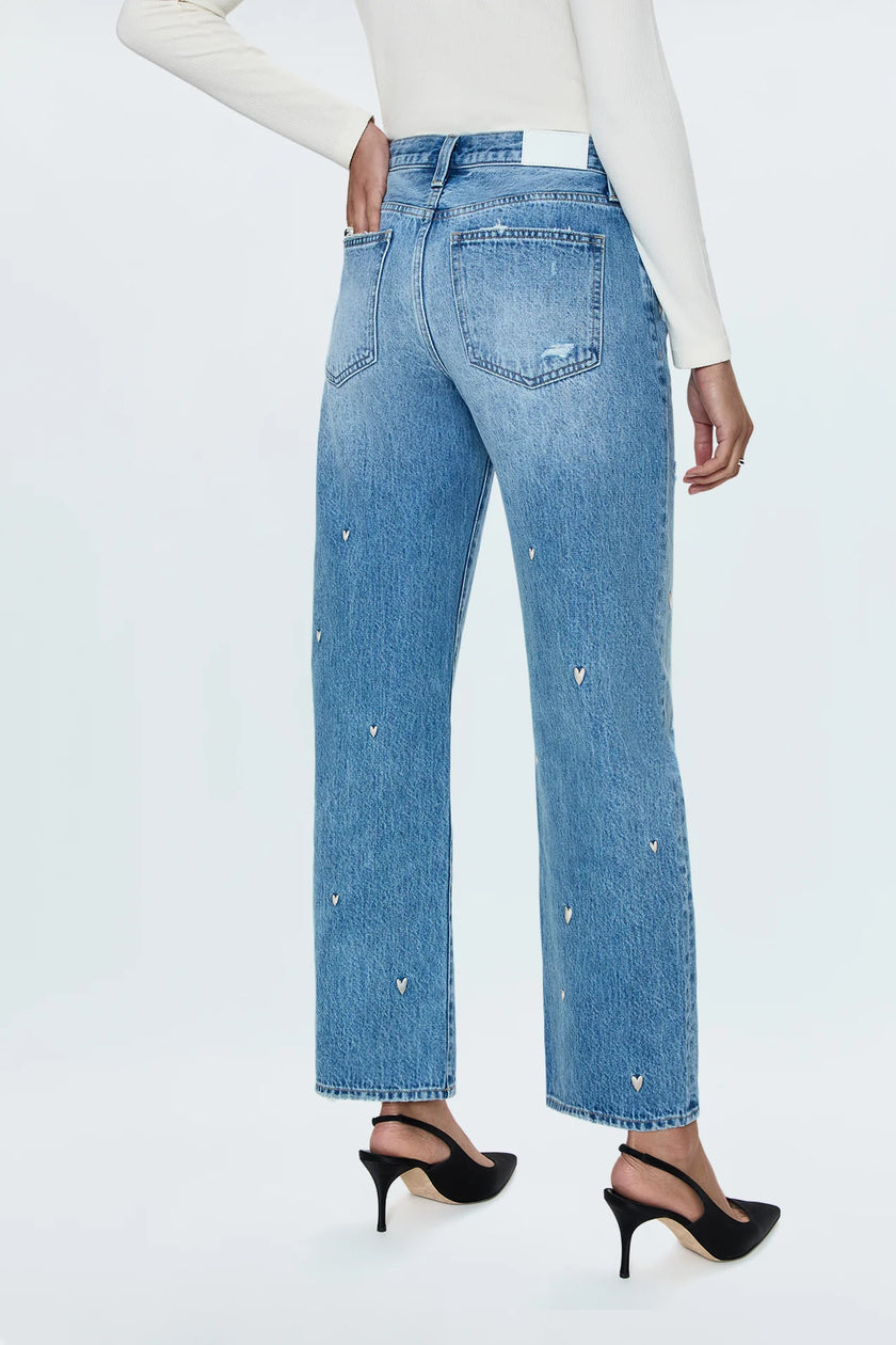 LEXI MID RISE BOWED STRAIGHT JEAN