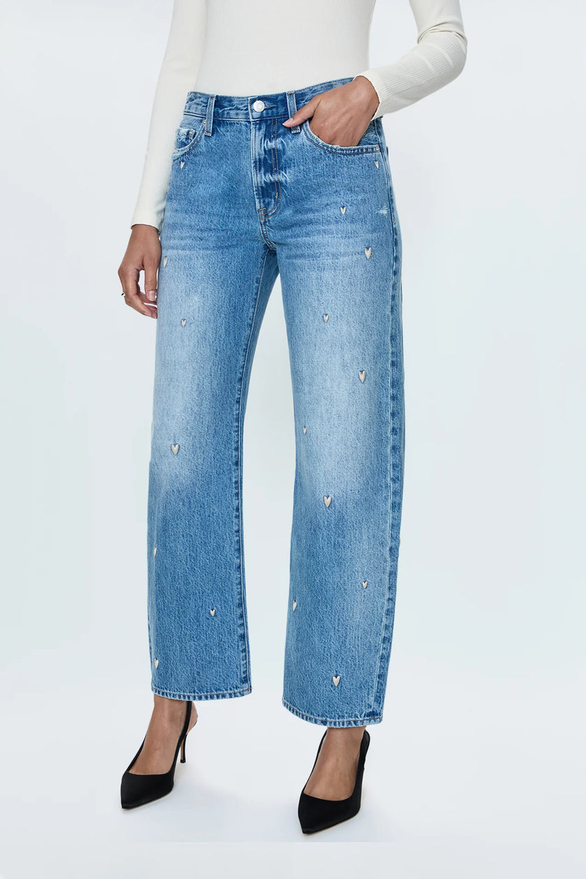 LEXI MID RISE BOWED STRAIGHT JEAN