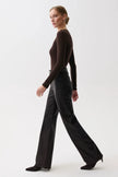 EVIE HIGH RISE SLIM BOOT CUT IN COATED MOCHA
