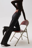 EVIE HIGH RISE SLIM BOOT CUT IN COATED MOCHA