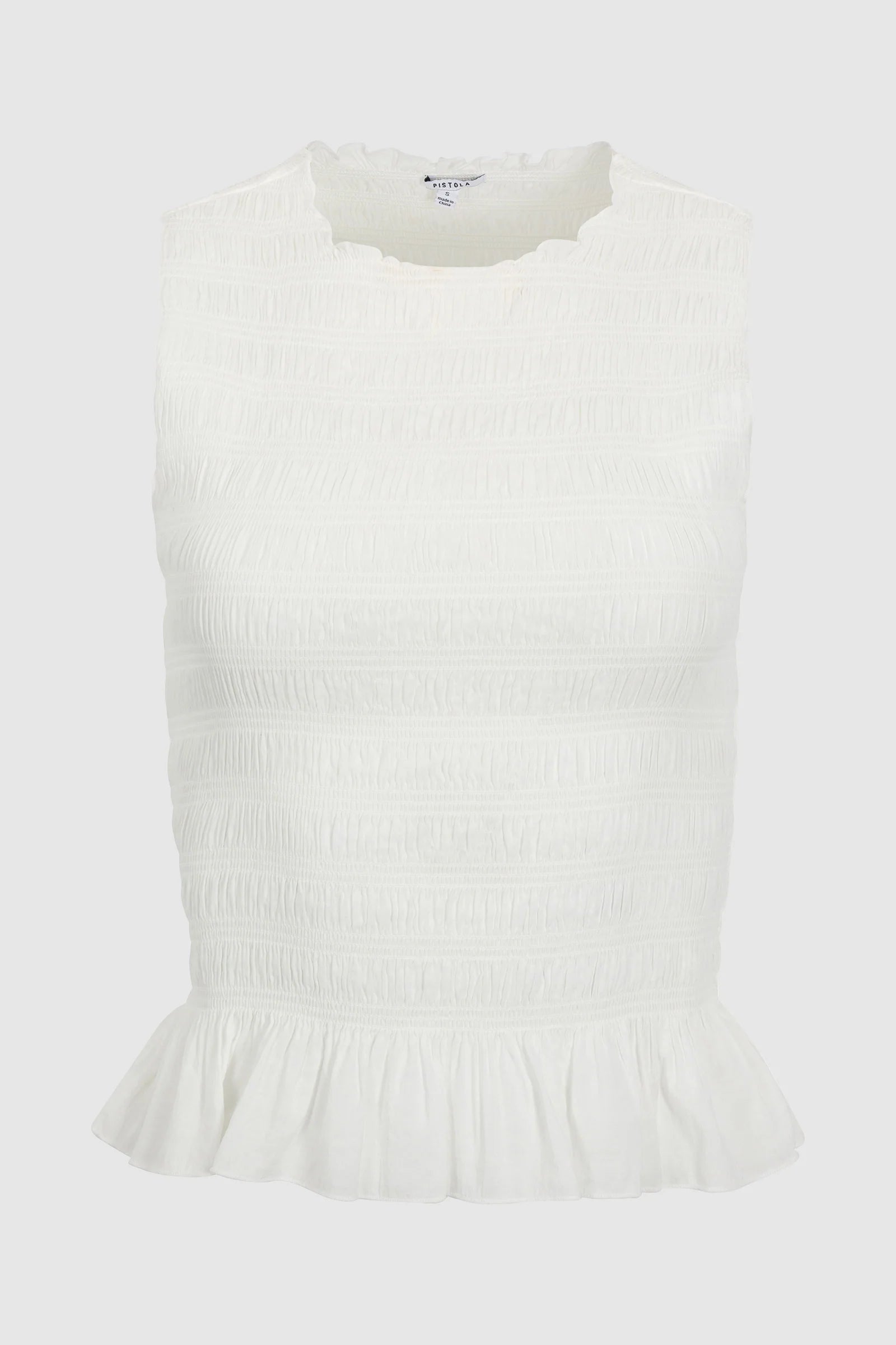 PHOEBE SMOCKED TANK IN LE BLANC