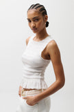 PHOEBE SMOCKED TANK IN LE BLANC