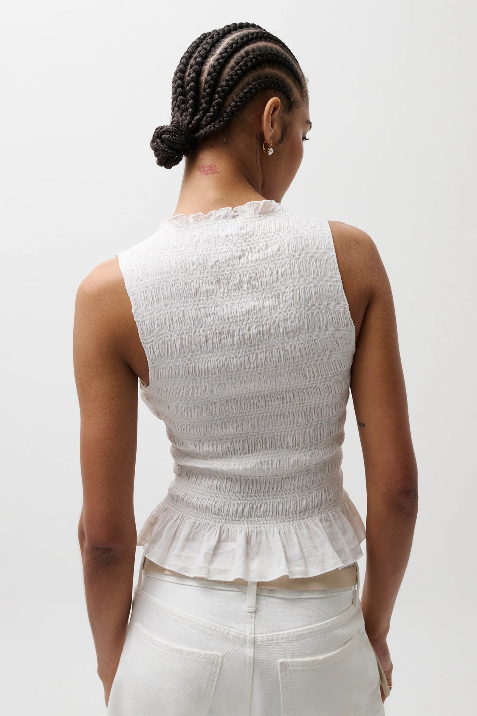 PHOEBE SMOCKED TANK IN LE BLANC