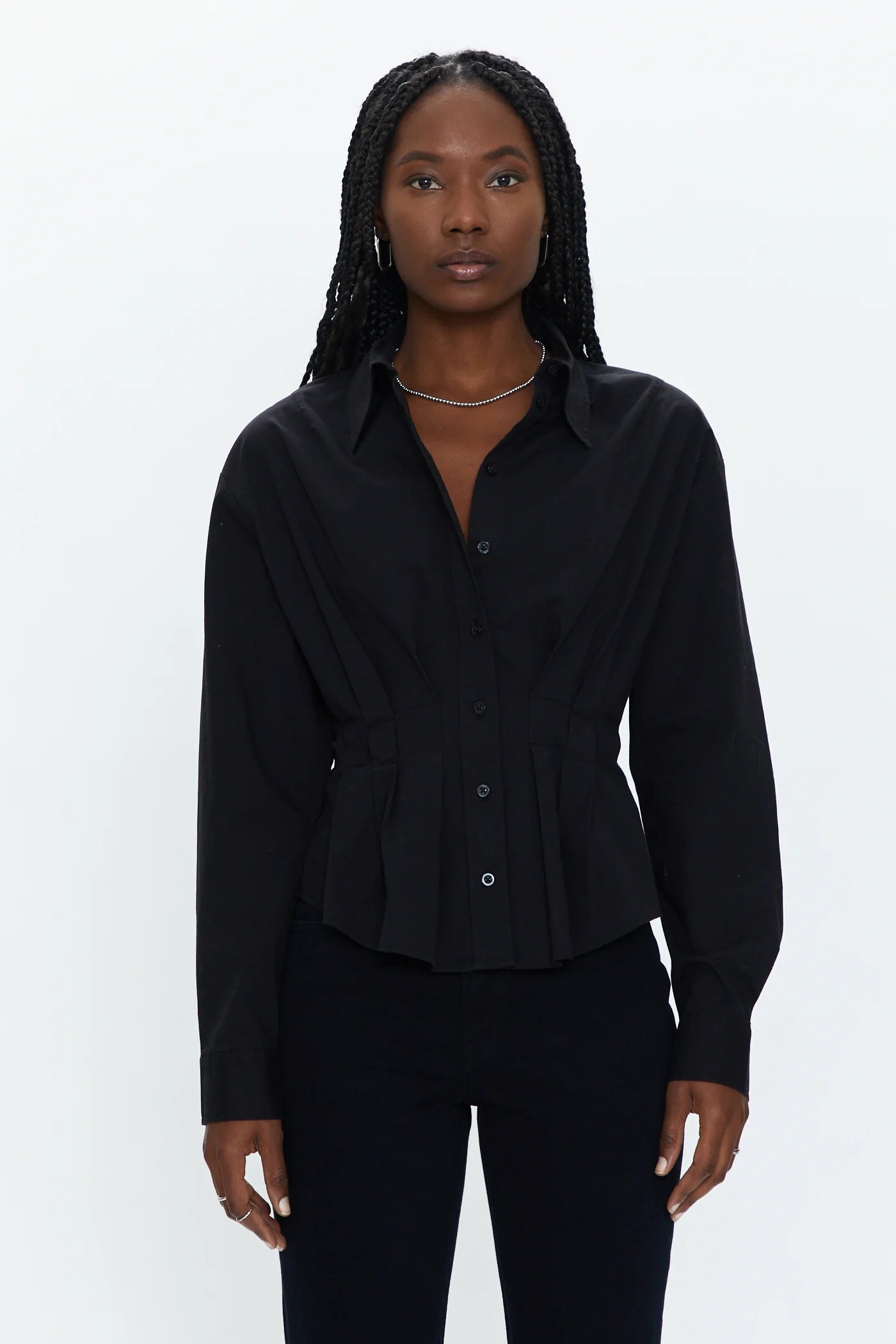 JULIE PLEATED BUTTON DOWN SHIRT