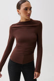 NATHALIA DRAPED MOCK NECK