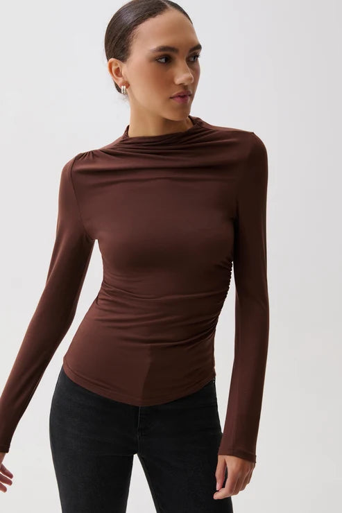 NATHALIA DRAPED MOCK NECK