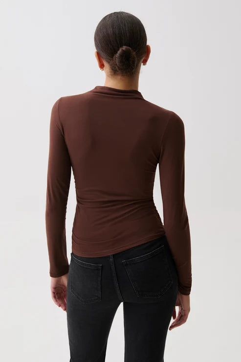 NATHALIA DRAPED MOCK NECK