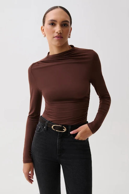 NATHALIA DRAPED MOCK NECK