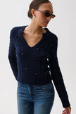 SHANA CABLE EMBROIDERED SWEATER IN SOFT NIGHT