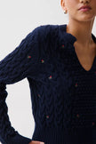 SHANA CABLE EMBROIDERED SWEATER IN SOFT NIGHT