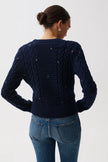 SHANA CABLE EMBROIDERED SWEATER IN SOFT NIGHT