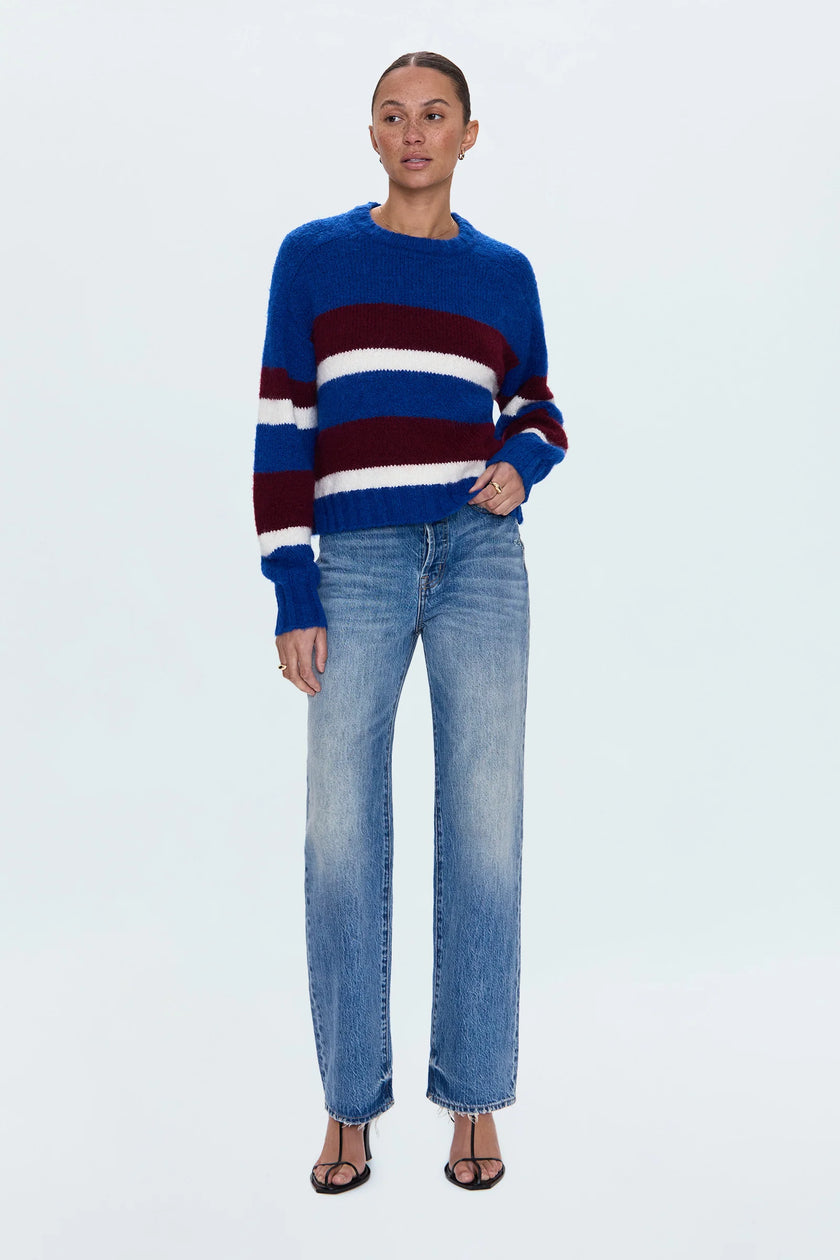 ADINA SWEATER IN AZURE CLARET STRIPE