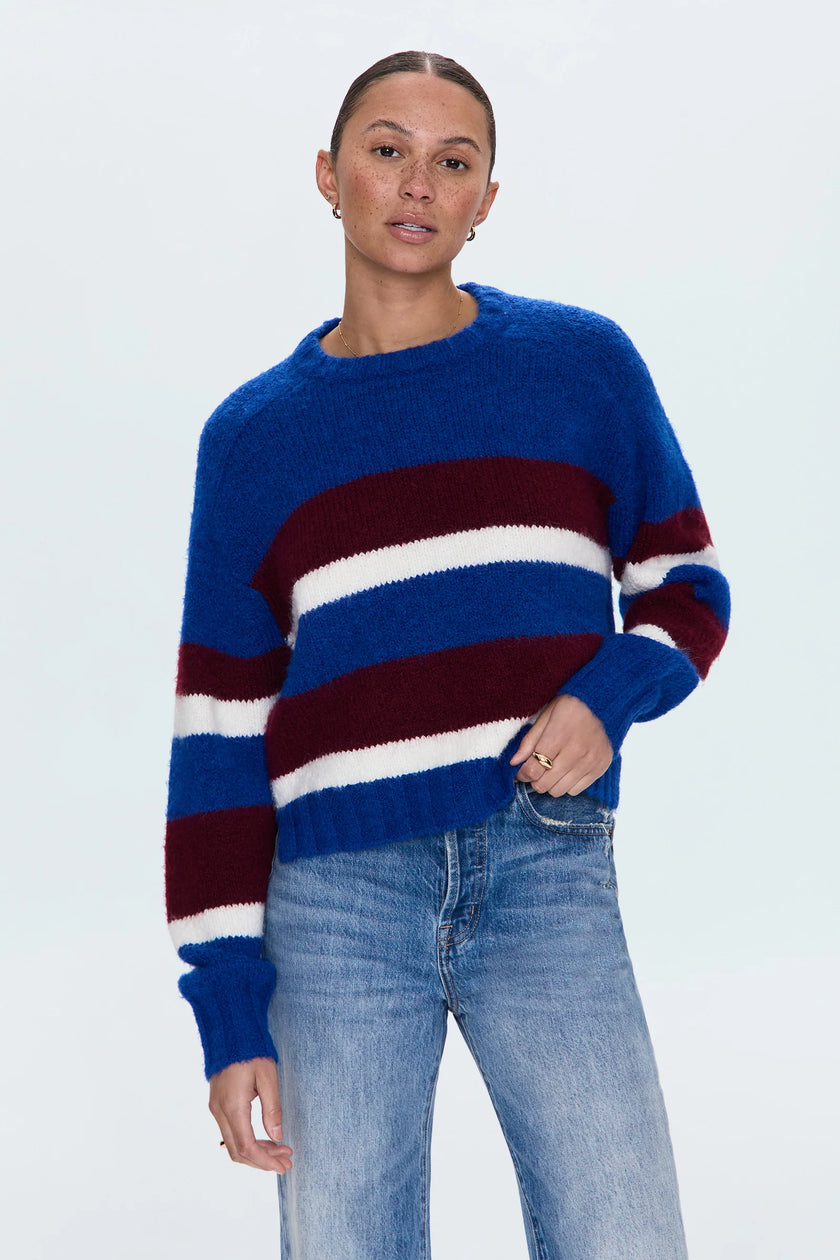 ADINA SWEATER IN AZURE CLARET STRIPE