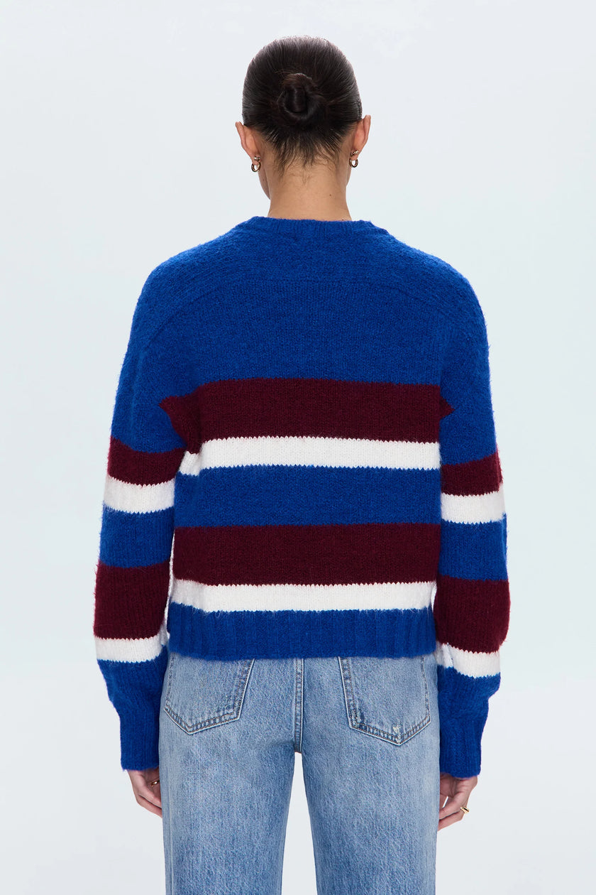 ADINA SWEATER IN AZURE CLARET STRIPE