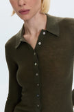 KOREY FITTED RIB CARDIGAN IN SEQUOIA