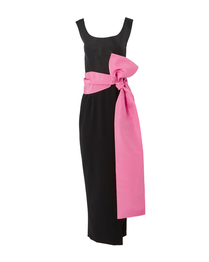 SCOOP NECK MIDI DRESS WITH SASH