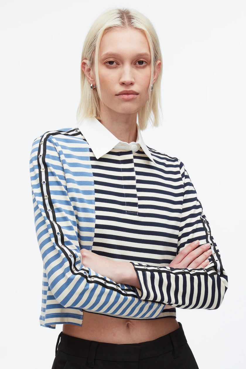 PATCHWORK CROPPED POLO